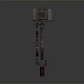 Mechanical Weapon Hammer Featuring Metal Head Wooden Handle And Red Brown Industrial Accents