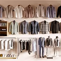 Fashionable Men's Clothes Including Shirts Suits Coats And Jackets Hanging On Racks