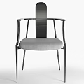 Modern Accent Chair With Sleek Metal Frame Armrests And Gray Cushion