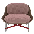Elegant Modern Leisure Chair With Soft Pink Quilted Upholstery Brown Frame And Stable Metal Legs