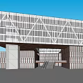 Modern Architectural Building With Glass Curtain Walls And Geometric Structures