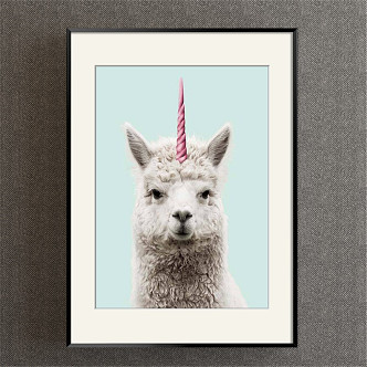 Modern Animal Painting Simple Grey Children's Room Animal Alpaca Decorative Painting 3d model