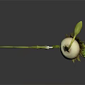 Cute Plant Creature Warrior Character With Leaf Spear And Floral Decorations 3d model