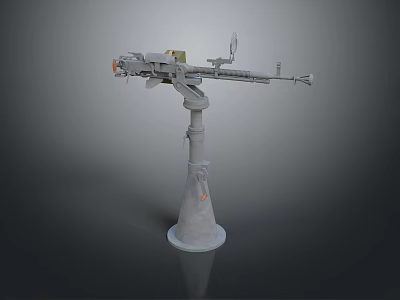 Mounted Machine Gun Weapon With Pedestal Base Metal Structure And Sight 3d model