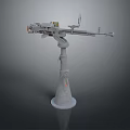 Mounted Machine Gun Weapon With Pedestal Base Metal Structure And Sight