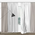 Modern Interior With White Sheer Curtains And Taupe Floor Length Curtains By Window
