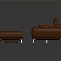 Modern Orange Sofa Set With Two Matching Ottomans And Decorative Pillows