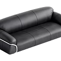 Modern Black Leather Sectional Sofa With White Trim And Comfortable Design 3d model