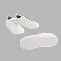 White Casual Lace Up Shoes With Flat Rubber Sole And Classic Minimalist Design