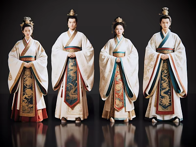 2D Costume Characters Classical Qin Tianjian Costume Men's Court Beauty Gorgeous Dress Movie and TV Play Characters Costume Characters Movie and TV Play Characters 3d model