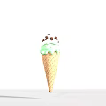 Snack Shop Offering Green And White Ice Cream Cone Topped With Chocolate Chips Tasty Treats