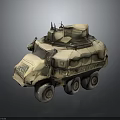 Six Wheeled Armored Military Vehicle With Sand Color And Top Turret