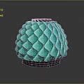 Modern Teal Spherical Lighting Fixture With Diamond Patterned Design And Reflective Base 3d model