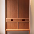 Modern Brown Wooden Wardrobe With Double Doors And Bottom Storage Drawers Design