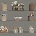 Woven Storage Baskets on Shelves Organizing Teddy Bears Small Items and Numbers 2 1