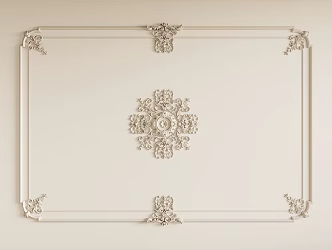 French Gypsum Carved Ceiling Light Plate Corner Angle Flower Gypsum Components 3d model