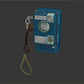 Vintage Blue Wall Mounted Public Telephone With Rotary Dial And Handset