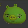 Green Cartoon Pig Character With Round Shape Ears And Smiling Expression 3d model