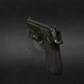 Black Tactical Handgun With Modern Design Textured Grip And Barrel Accessory Isolated On Dark Background