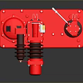 Red Industrial Hardware Tool With Cylindrical Insulator Structure And Base Platform 3d model