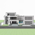 Modern Detached Villa Exterior Design With Large Glass Windows And Wooden Accents
