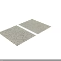 Square Rug with Abstract Curved Line Patterns in Neutral Gray Tones 3d model