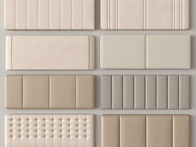 Various Padded Bedding Headboard Designs With Modern Textures And Neutral Tones 3d model