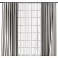 Elegant Gray Layered Curtains with Sheer Panels for Grid Window Indoor Decoration