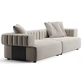Modern Stylish Two Seater Sofa Design With Plush Cushions And Tufted Armrests In Neutral Tones