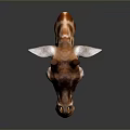 Detailed Giraffe Head With Brown Spots And Horns On Dark Background