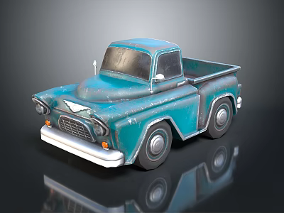 Vintage Blue Toy Truck Model With Weathered Finish And Classic Design 3d model