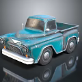 Vintage Blue Toy Truck Model With Weathered Finish And Classic Design