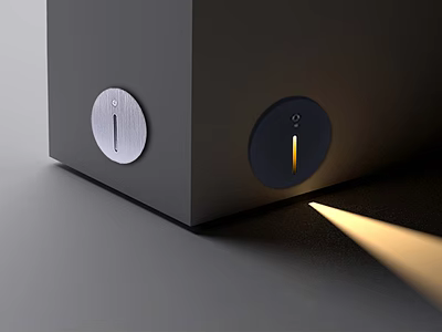 Sleek Modern Device With Two Circular Control Knobs And Illuminated Light Output On Matte Black Surface 3d model