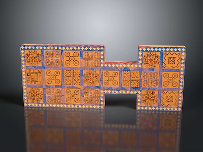 Architectural Decorative Panels With Colorful Geometric Patterns And Orange Blue Accents 3d model