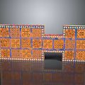 Architectural Decorative Panels With Colorful Geometric Patterns And Orange Blue Accents