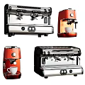 Modern Kitchen Appliances Featuring Different Coffee Machine Styles In Silver And Red