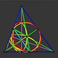 Colorful Geometric Sculpture With Metal Rods And Circular Rings Structure