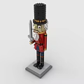 Detailed Building Blocks Nutcracker Soldier In Red Uniform With Black Hat Sword On Gray Base
