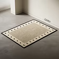 Square Beige Rug With Black Geometric Border For Modern Living Room Floor
