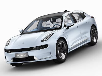 Zeekr Electric Sedan With White Exterior Black Roof And Modern Sleek Design 3d model