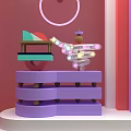 Macaron Color Window Neon Donkey Cartoon Window Cloud Marbles Game 3d model