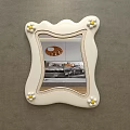 White Wavy Frame Mirror With Yellow Flower Decorations For Home Decor 3d model