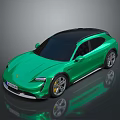 Green Porsche Electric Sports Car With Black Roof And Sleek Modern Design