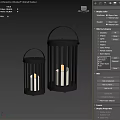 Black Metal Candle Lanterns with Vertical Slats and White Candles in Minimalist Setting