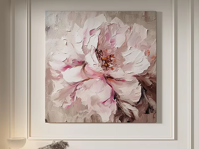 Abstract Pink Peony Flower Painting With Soft Brushstrokes On Canvas Wall Art 3d model