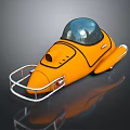 Orange Streamlined Water Vehicle With Transparent Cockpit And Front Metal Guardrail