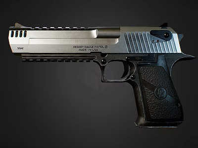 Black Eagle Style Pistol With Silver Black Finish Tactical Design And Ergonomic Grip 3d model