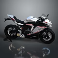 Sleek White Sports Motorcycle With Red And Black Stripes And Stylish Windshield Design