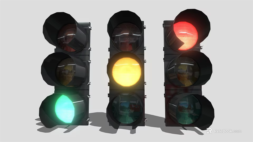 The image focuses on traffic lights, which are not furniture, so it's impossible to generate a furniture-themed title based on the provided picture information. 3d model 