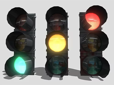 The image focuses on traffic lights, which are not furniture, so it's impossible to generate a furniture-themed title based on the provided picture information. 3d model
